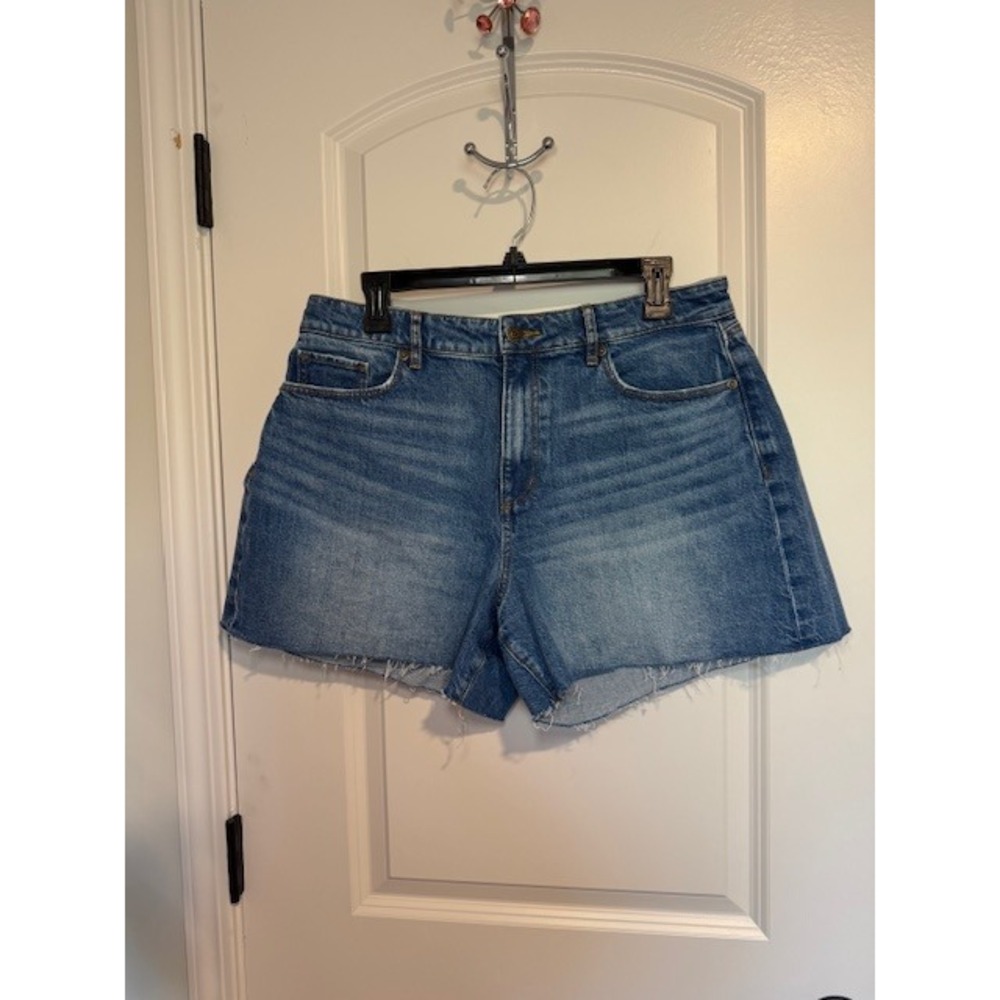 Loft Denim High‎ Waist Mom Shorts Women's Size 29/8 Raw Hem Blue
